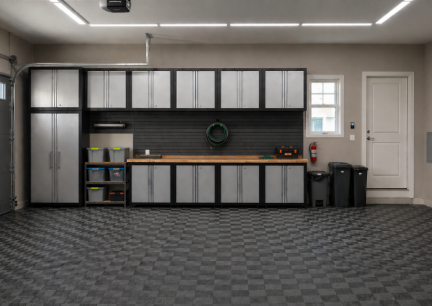 Garage flooring with durable surface